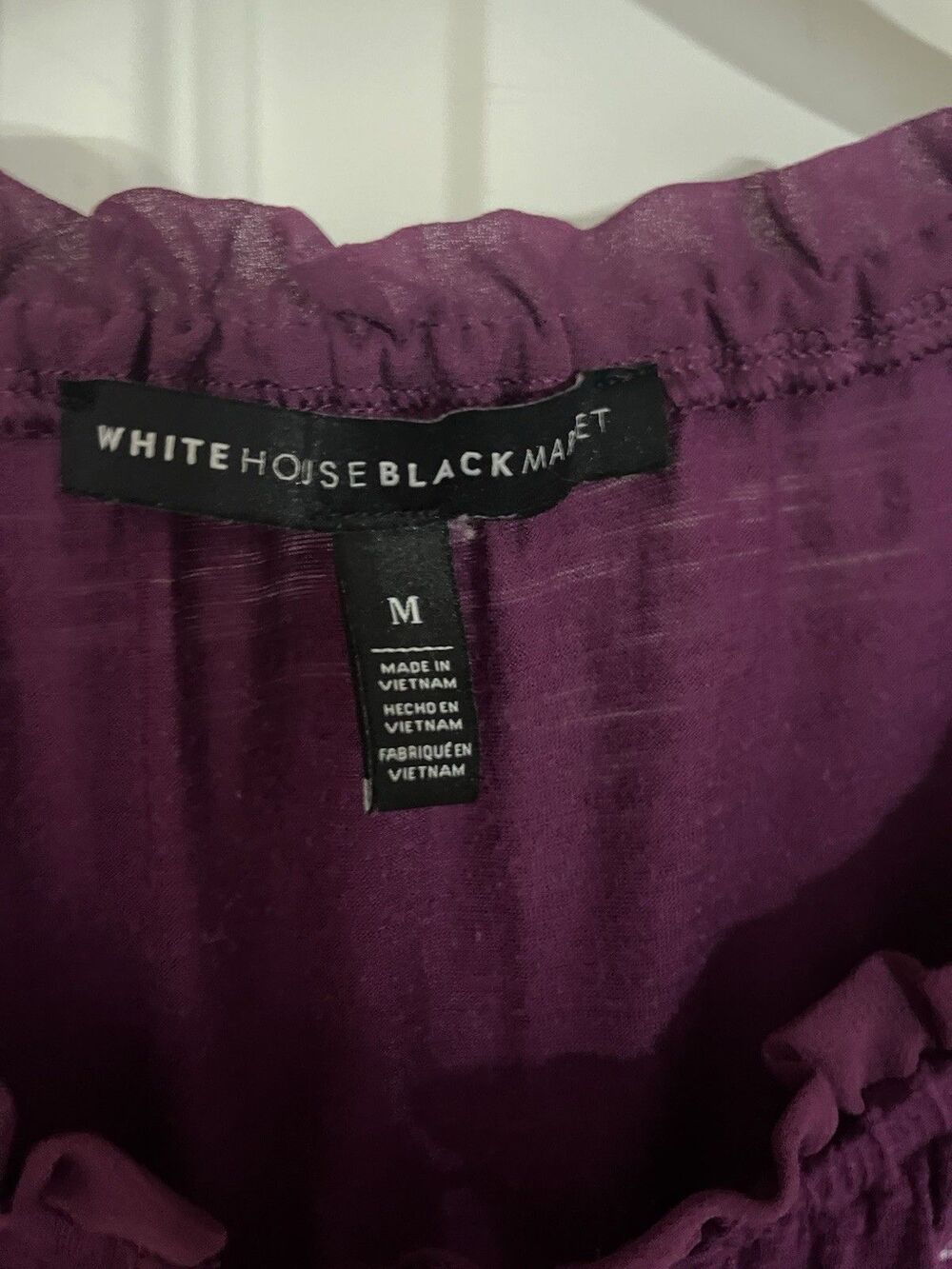 White House Black Market pleated sleeve embroidered top Whimsigoth Boho Size M - Picture 6 of 7